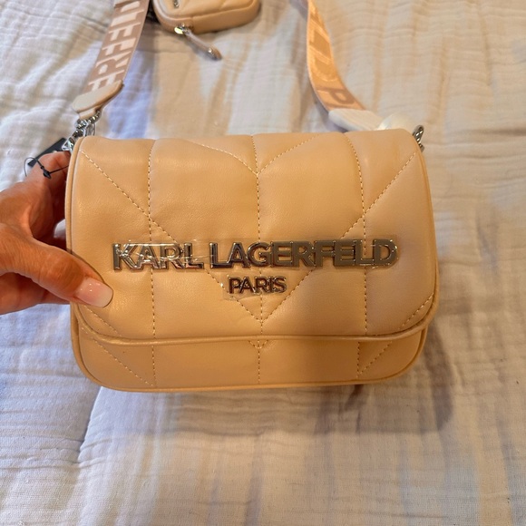 Karl Lagerfeld Cream Quilted Crossbody Bag - Picture 1 of 5